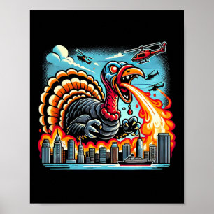 Truthahnzilla – Feueratmender Thanksgiving-Dino-Tr Poster