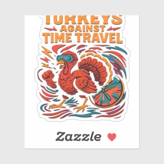 Truthühner gegen Zeitreise - Funny Retro Türkei D Aufkleber (Blatt)
