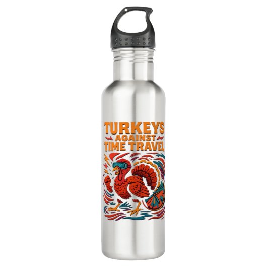 Truthühner gegen Zeitreise - Funny Retro Türkei D Edelstahlflasche (Vorderseite)