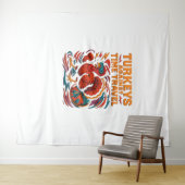 Truthühner gegen Zeitreise - Funny Retro Türkei D Wandteppich (Beispiel (Horizontal))