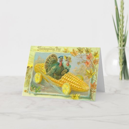 Truthühner in Maisfahrzeugen Feiertagskarte (Vorderseite)