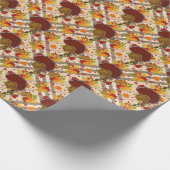 Truthühner karierter Erntedank Geschenkpapier (Ecke)