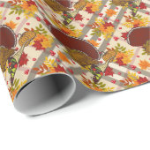 Truthühner karierter Erntedank Geschenkpapier (Rolleneckpunkt)