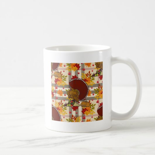 Truthühner karierter Erntedank Kaffeetasse (Rechts)