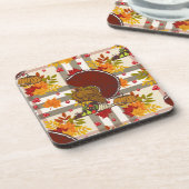 Truthühner karierter Erntedank Untersetzer (Linke Seite)