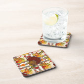 Truthühner karierter Erntedank Untersetzer (Rechte Seite)