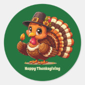 Truthühner mit niedlichem Erntedank individuell an Runder Aufkleber (Vorderseite)