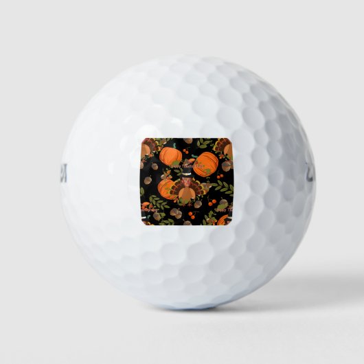 Truthühner mit schwarzem Erntedank Golfball (Vorderseite)