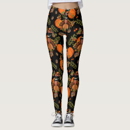 Truthühner mit schwarzem Erntedank Leggings