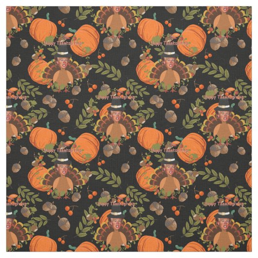Truthühner mit schwarzem Erntedank Stoff (Muster)