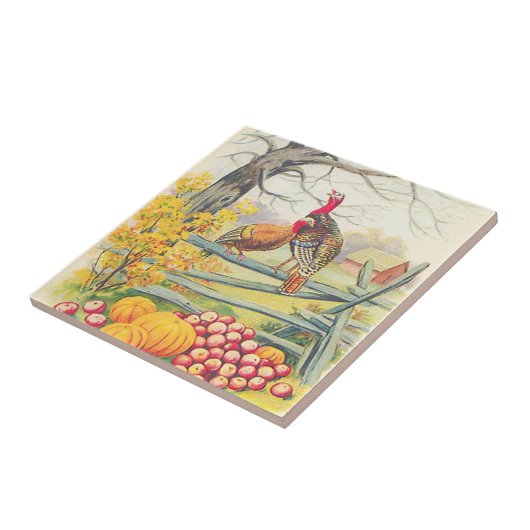 Truthühner-Pumpkinäpfel Baumäpfel Herbstlaube Fliese (Seite)