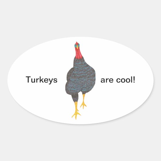 Truthühner sind cool, Pointillismus Oval Stickers (Vorderseite)