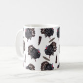 Truthühner und Federn - Tasse des Weißkaffees (Vorderseite Links)