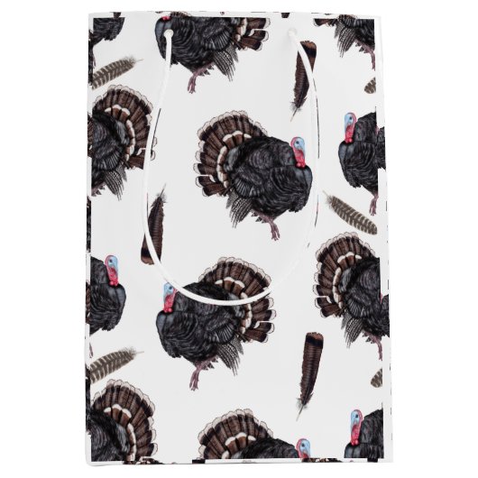 Truthühner und Federn - Weißes Geschenkbeutel Mittlere Geschenktüte (Vorderseite)