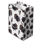 Truthühner und Federn - Weißes Geschenkbeutel Mittlere Geschenktüte (Rückseite Schrägansicht)