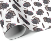 Truthühner und Federn - Weißes Umschlagpapier Geschenkpapier (Rolleneckpunkt)