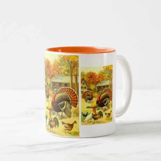 Truthühner und Hühner Zweifarbige Tasse (VorderseiteRechts)