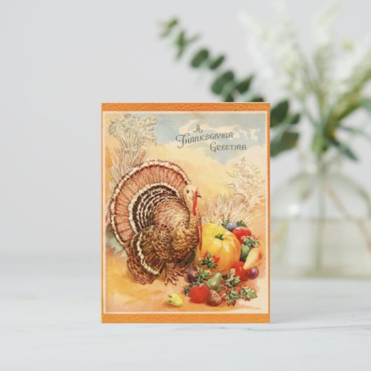 Truthühner Vintager Erntedank Feiertagspostkarte (Stehend Vorderseite)