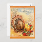 Truthühner Vintager Erntedank Feiertagspostkarte (Vorne/Hinten)