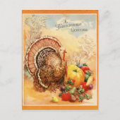 Truthühner Vintager Erntedank Feiertagspostkarte (Vorderseite)