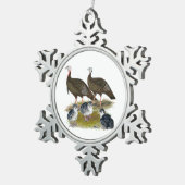 Truthühnerfamilie Eastern Wild Schneeflocken Zinn-Ornament (Rechts)