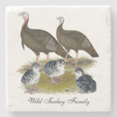 Truthühnerfamilie Eastern Wild Steinuntersetzer (Vorderseite)