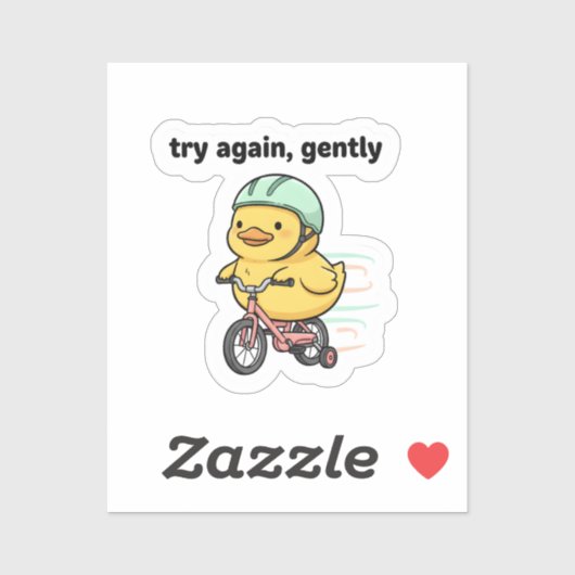 Try Again Gently Cute Duck Sticker | Motivational  (Blatt)