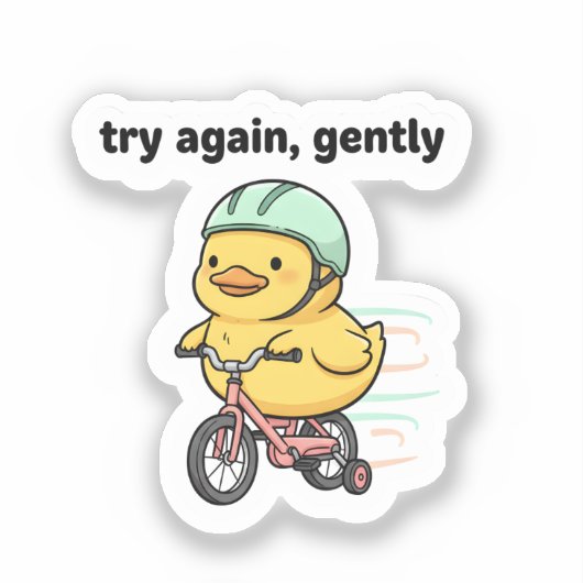 Try Again Gently Cute Duck Sticker | Motivational  (Vorderseite)