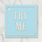 "Try Me" Viktorianisch Tee Party Blue Square Custo Geschenkanhänger (Vorderseite)