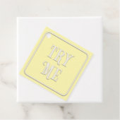 "Try Me" Viktorianisch Tee Party Gelb Quadrat Cust Geschenkanhänger (Beispiel)