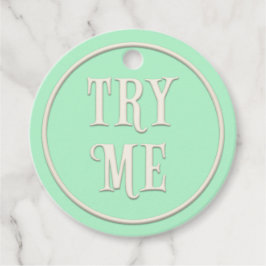 "Try Me" Wunderland Tee Party Grün Personalisiert Geschenkanhänger