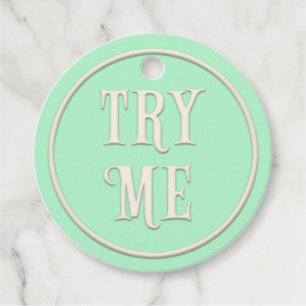 "Try Me" Wunderland Tee Party Grün Personalisiert Geschenkanhänger
