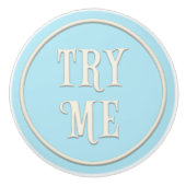 "Try Me" Wunderland Tee Party Pastel Blue Keramikknauf (Vorderseite)