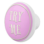 "Try Me" Wunderland Tee Party Pastel Pink Keramikknauf (Rechts)