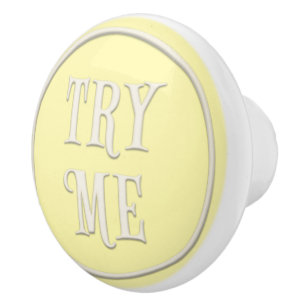"Try Me" Wunderland Tee Party Pastellgelb Keramikknauf