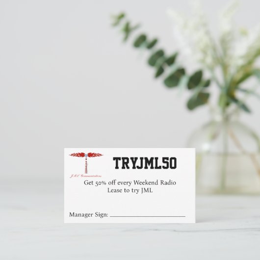 TRYJML50 Coupon Visitenkarte (Stehend Vorderseite)
