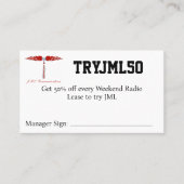 TRYJML50 Coupon Visitenkarte (Vorderseite)