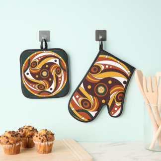 Trypillian Kultur Alter Spiral Topflappen & Ofenha Ofenhandschuh & Topflappen-Set