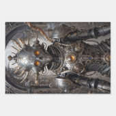 Tryptische Retrofuturistische Steampunkroboter Geschenkpapier Set (Vorderseite 2)