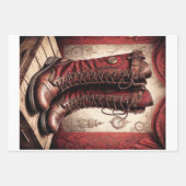 Tryptische Steampunkhandschuhe, Schuhe, Brillen au Geschenkpapier Set (Vorderseite 2)