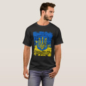 Tryzub Flag Ukraine Wappen Männer T-Shirt (Vorne ganz)