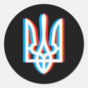 Tryzub-Shirt Ukraine Ukrainischer Dreizack Militär Runder Aufkleber