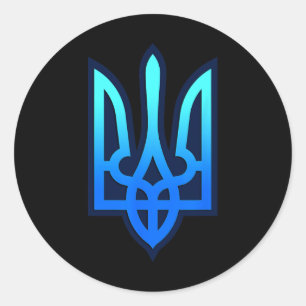 Tryzub Ukrainisches Wappen Ukraine Geschenk Runder Aufkleber