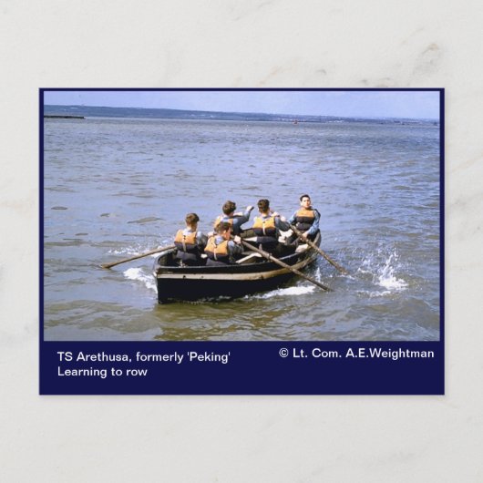 TS Arethusa, das Rudern lernen Postkarte (Vorderseite)