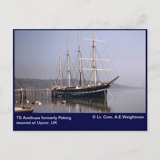 TS Arethusa, ehemals Peking bei Upnor gelobt Postkarte (Vorderseite)
