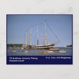 TS Arethusa, ehemals "Peking" mit Flaggen Postkarte