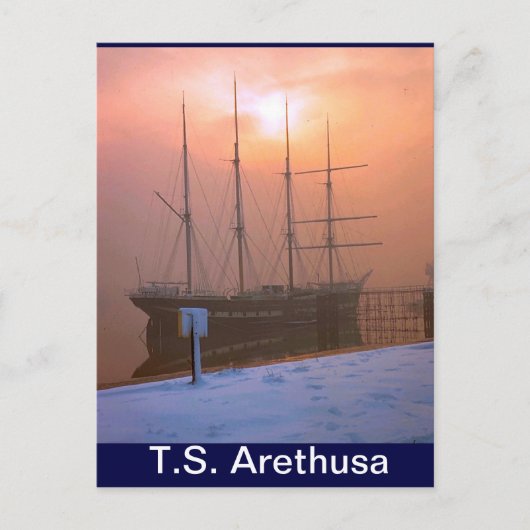 TS Arethusa, Sunset und Schnee Postkarte (Vorderseite)