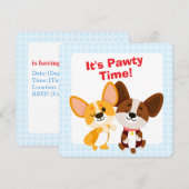 t's Pawty Time Corgi Birthday Einladung (Vorne/Hinten)