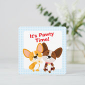t's Pawty Time Corgi Birthday Einladung (Stehend Vorderseite)