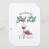T's the Season Christmas Wine Party Get Lit Einladung (Vorne/Hinten)